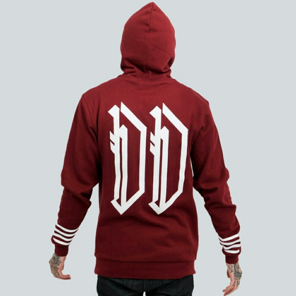 Drop Dead Red Striped D D Hoodie Unisex Pullover